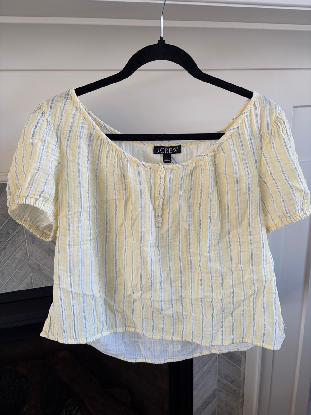 J. Crew • Yellow Stripe Peasant Blouse S NWT